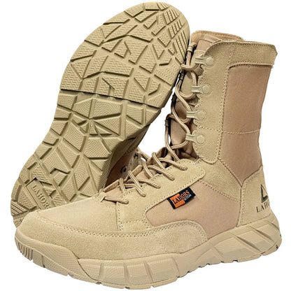 LAHORS, botas tácticas ligeras originales para hombre con cremallera, entrenamiento de combate, cordones, impermeables, zapatos transpirables para senderismo al aire libre