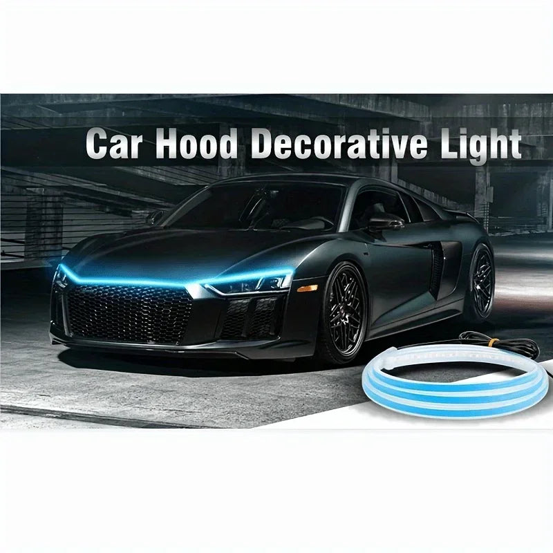 Luz LED de conducción diurna para arranque de capó de coche, luces decorativas para puerta, DRL, guía para capó de motor, lámpara ambiental decorativa de 12V