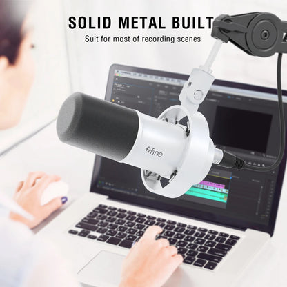 FIFINE-micrófono dinámico XLR de grabación, dispositivo con monitoreo en tiempo Real, transmisión USB, con perilla de ganancia/silencio táctil, para PC y Mixer-K688