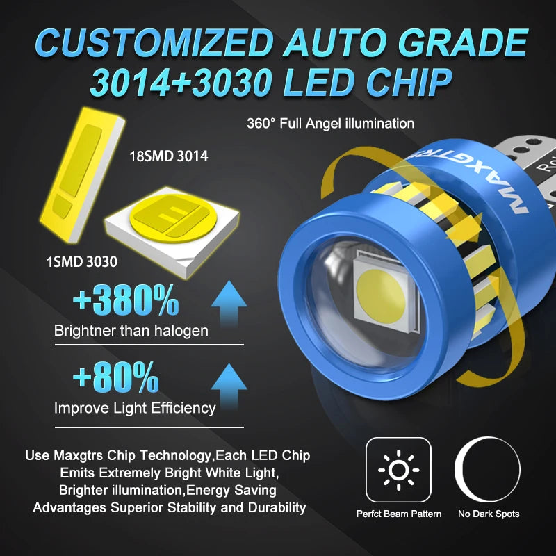 2 uds T10 W5W bombillas LED rojo Canbus 194 168 LED liquidación luz amarilla Interior del coche lectura puerta maletero lámpara de placa de matrícula 6500K