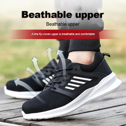 Zapatillas de trabajo con punta de acero para hombre, zapatos de seguridad, botas de trabajo a prueba de perforaciones, calzado Indestructible de moda