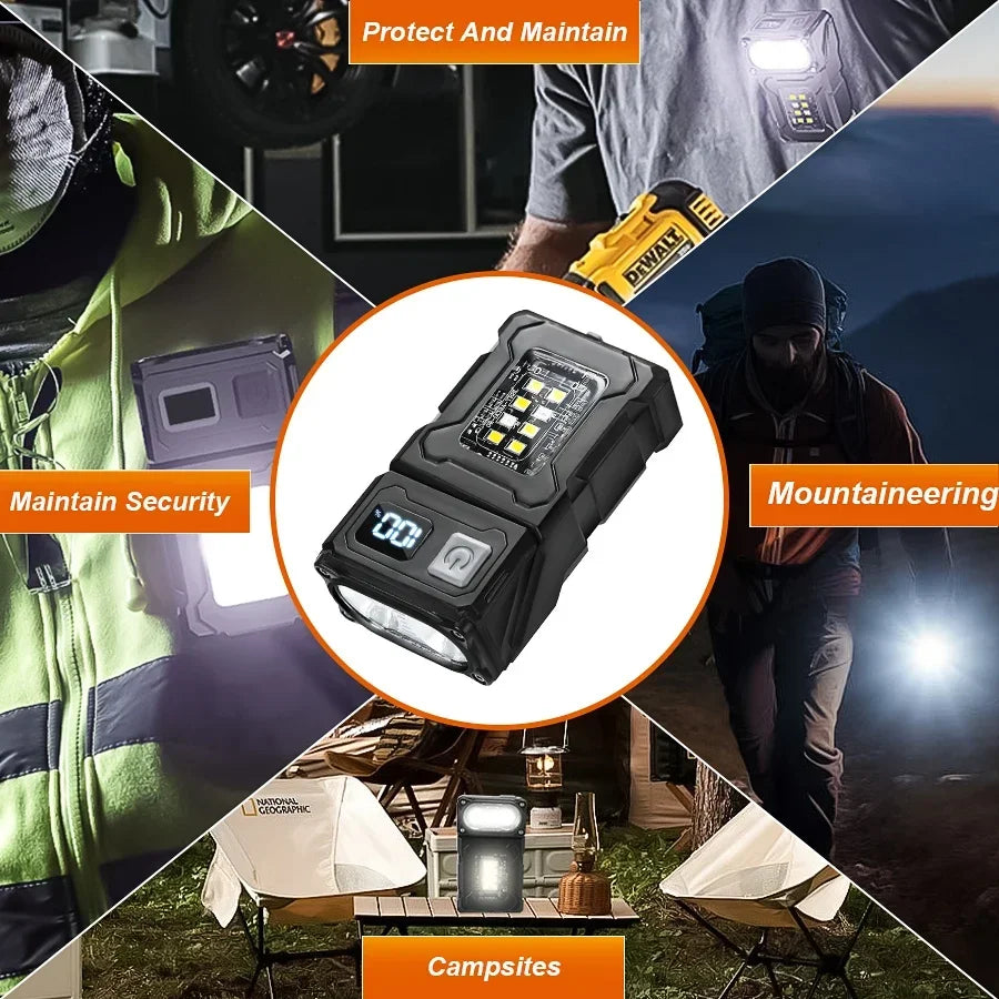 MINI linterna LED recargable por USB, linterna portátil con imán trasero, linterna de Camping superbrillante, luz de emergencia COB lateral