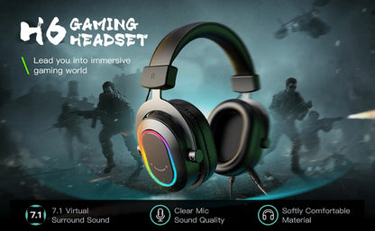 Fifine-auriculares dinámicos RGB para videojuegos, cascos supraaurales con micrófono, sonido envolvente 7,1, PC, PS4, PS5, 3 opciones EQ, juego, película, música