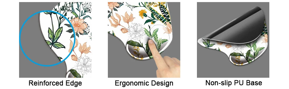 Alfombrilla de ratón ergonómica de flores con soporte para muñeca, lindas alfombrillas de ratón, Base de goma antideslizante para el hogar, oficina, trabajo, estudio, juego de Pc
