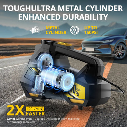 Compresor de aire portátil para coche, inflador de neumáticos con cable Digital, bomba de aire de neumáticos con luz LED de emergencia para coche, motocicleta, bicicleta