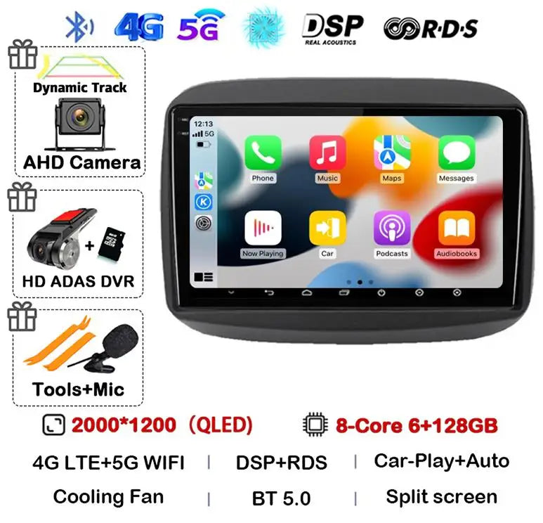 Android15 QLED para Fiat Mobi 2016 2017 2018 -2022 Radio de coche reproductor de vídeo Multimedia navegación GPS estéreo Carplay 4G WIFI sin DVD