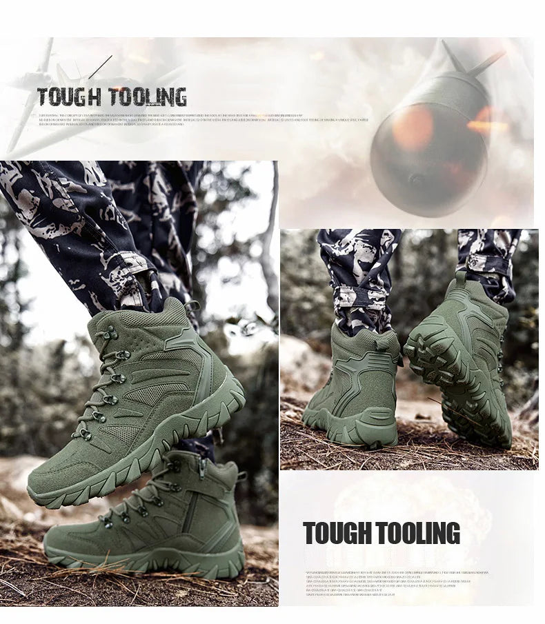 Botas de entrenamiento de combate tácticas mejoradas para hombre, zapatos de senderismo de respuesta rápida antidesgaste para acampar al aire libre, zapatillas de pesca y caza para hombre