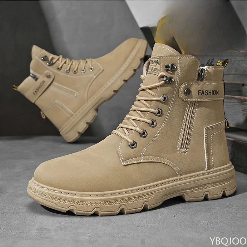 Zapatos de hombre de caña alta versátiles a la moda, zapatos de senderismo al aire libre de otoño, zapatos deportivos cómodos e informales