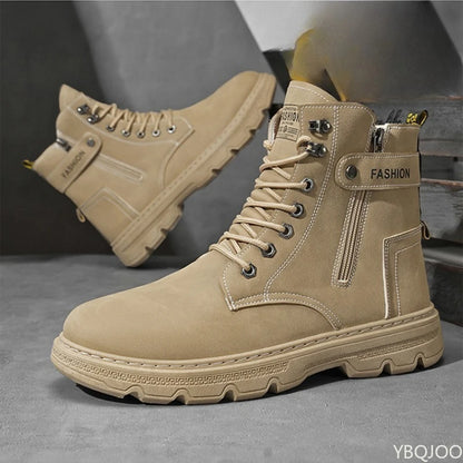 Zapatos de hombre de caña alta versátiles a la moda, zapatos de senderismo al aire libre de otoño, zapatos deportivos cómodos e informales