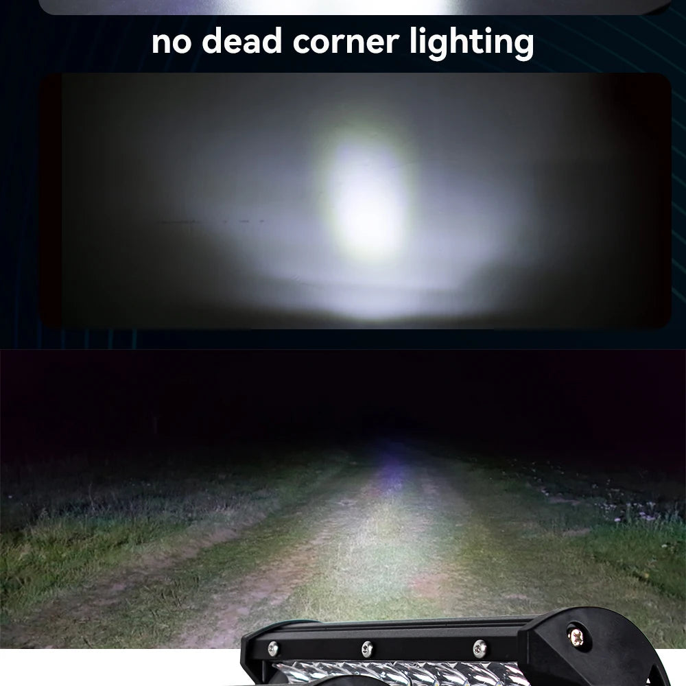 Barras de luz Led todoterreno combinadas de 4/ 7 pulgadas y 120W, haz de inundación para trabajo, conducción, barco todoterreno, coche, Tractor, camión, 4x4, SUV, ATV, 12V, 24V