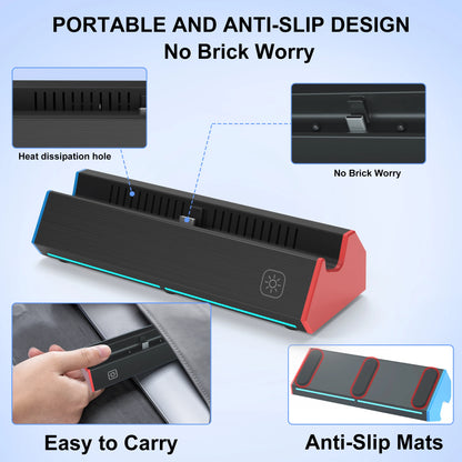 Base de estación de carga portátil con adaptador HDMI 4K/USB 2.0/puerto tipo C para Nintendo Switch OLED Dock