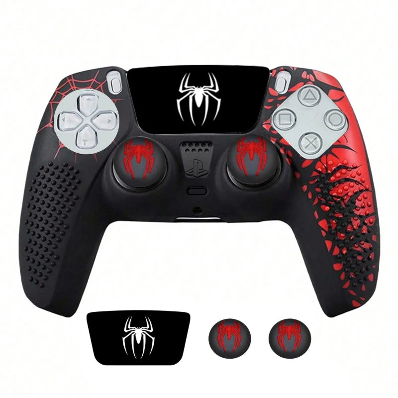 Funda protectora de silicona antideslizante para controlador de PS5, Compatible con controlador de PS5 con pegatina de tapa de agarre para pulgar