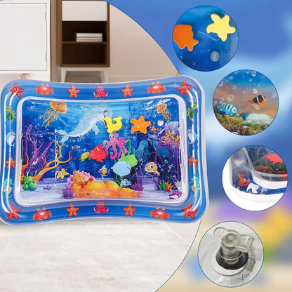 Estera de juego sensorial de agua, estera de agua inflable gruesa para gato y perro, estera de juego para mascotas con peces, mar, océano, juguete sensorial de agua