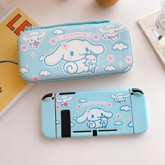 Sanrio Cinnamon Dog para Nintendo OLED silicona suave pintada cubierta anticaída puede dividir NS consola de juegos portátil carcasa protectora