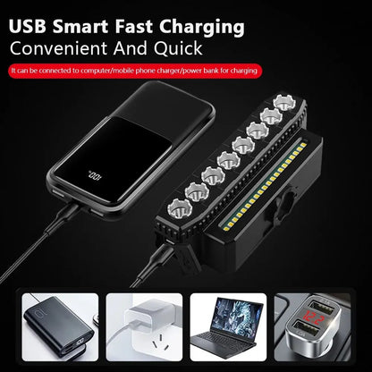 Luz delantera de bicicleta LED 5/8 recargable por USB 130dB bocina de bicicleta fácil de instalar 6 modos luz de timbre de bicicleta