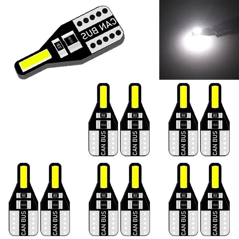 10 Uds T10 W5W bombilla LED Canbus 194 168 7020 Cob 2SMD luces interiores de coche lámpara de lectura bombilla de cuña blanco sin errores