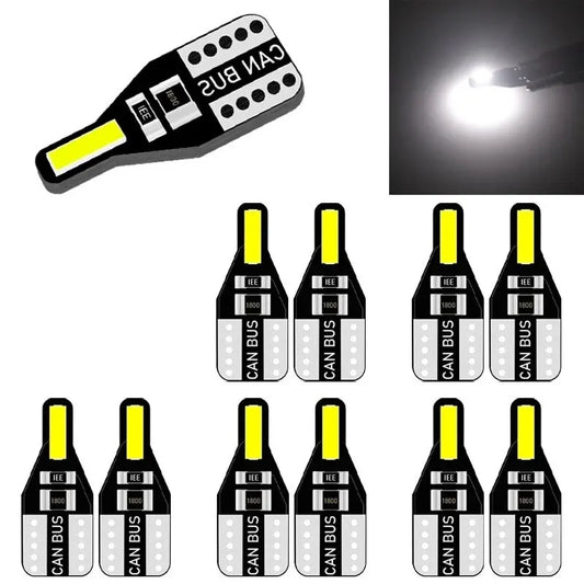 10 Uds T10 W5W bombilla LED Canbus 194 168 7020 Cob 2SMD luces interiores de coche lámpara de lectura bombilla de cuña blanco sin errores