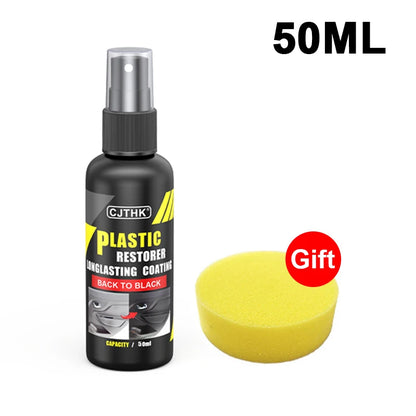 Restaurador de plástico para coche, renovador de plástico brillante de espalda a negro, revestimiento duradero, restauración de cuero, productos de limpieza de pulido automático