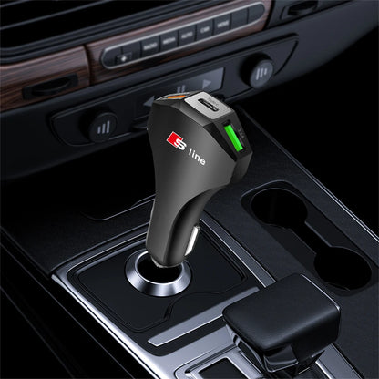 Cargador de coche con puertos USB tipo C, adaptador de carga súper rápida para Audi Sline Quattro RS S TT A1 A2 A3 A4 A5 A6 A7 A8 Q1 Q2 Q3 Q4 S4S