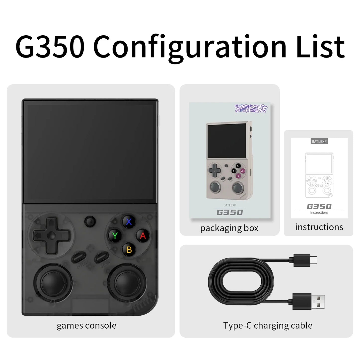 BATLEXP AMPOWN G350 reproductores de juegos portátiles 3,5 pulgadas IPS consola portátil Retro Consolas de videojuegos 3200mAh Linux Mini WIFI C2C