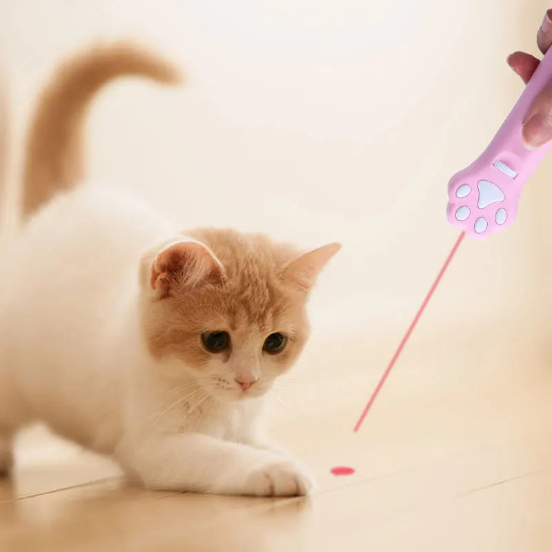 Palo de burla láser para gatos, 5 modos + puntero de luz LED de punto rojo, juguetes de proyección interactivos para interiores, accesorios para perros y gatitos