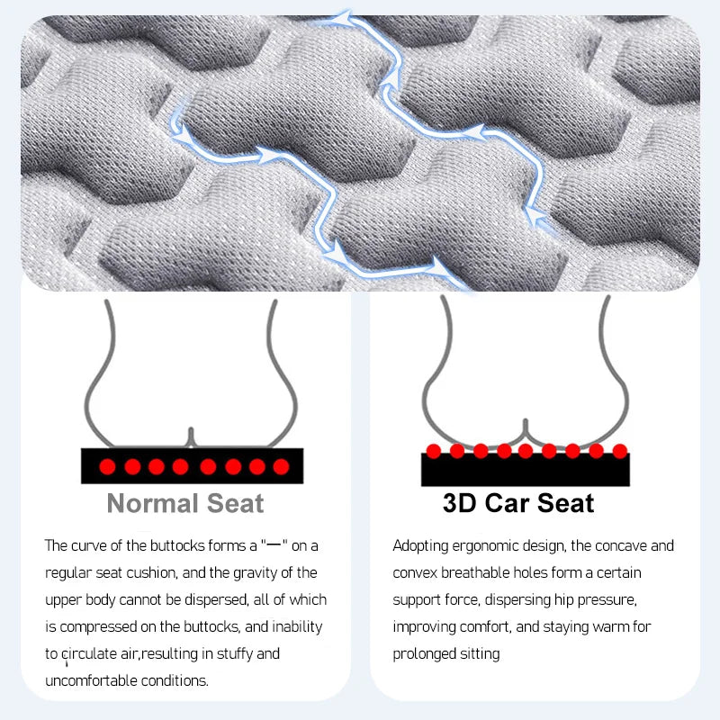 Funda Universal 3D para asiento de coche, alfombrilla protectora, cojín suave, diseño convexo Y, conjunto completo para la mayoría de los coches, accesorios interiores, almohadilla para asiento