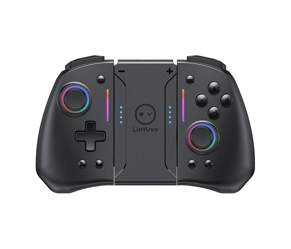 LinYuvo KS42 Joy-pad inalámbrico con luz de meteoros con luces RGB de 8 colores para interruptor/Lite/OLED, con programable, Turbo y vibración