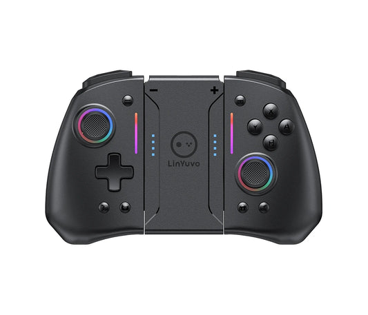 LinYuvo KS42 Joy-pad inalámbrico con luz de meteoros con luces RGB de 8 colores para interruptor/Lite/OLED, con programable, Turbo y vibración