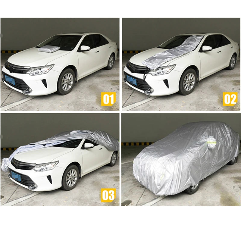 Cubierta de coche protección exterior cubierta de nieve Exterior completa sombrilla cubierta de protección a prueba de polvo Universal para Hatchback Sedan SUV
