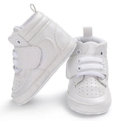 Zapatillas de deporte a la moda para bebés recién nacidos, zapatos altos con cordones sólidos para niños y niñas, zapatos transpirables antideslizantes para primeros pasos de 0 a 18 meses