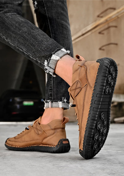 Zapatos de cuero hechos a mano para hombre, mocasines informales sin cordones, zapatos de cuero transpirables, zapatos planos para hombre, mocasines de moda, zapatos de herramientas de talla grande