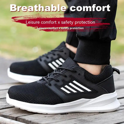 Zapatillas de trabajo con punta de acero para hombre, zapatos de seguridad, botas de trabajo a prueba de perforaciones, calzado Indestructible de moda