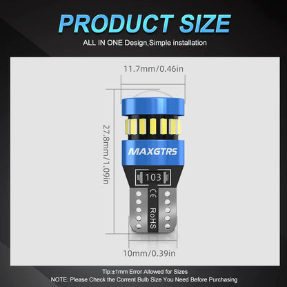 2 uds T10 W5W bombillas LED rojo Canbus 194 168 LED liquidación luz amarilla Interior del coche lectura puerta maletero lámpara de placa de matrícula 6500K