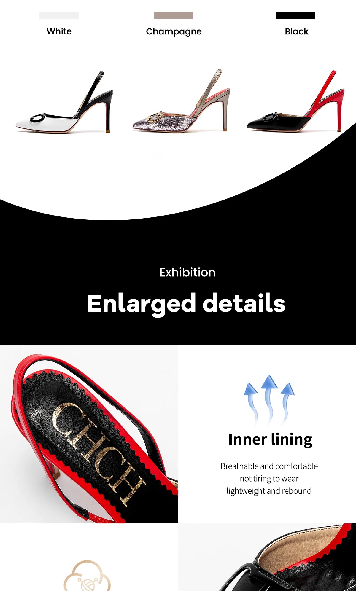 CHCH Tacones altos para mujer 2025 Punta afilada Destiny Punta cerrada Tacones de tiras Zapatos de vestir de fiesta nupcial de boda sexy 9 cm