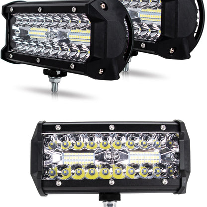 Barras de luz Led todoterreno combinadas de 4/ 7 pulgadas y 120W, haz de inundación para trabajo, conducción, barco todoterreno, coche, Tractor, camión, 4x4, SUV, ATV, 12V, 24V