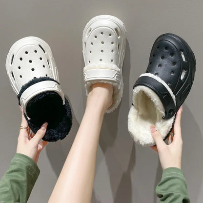 Zapatos de cueva EVA acolchados de invierno para hombres y mujeres, nuevos zapatos Baotou de fondo grueso, zapatillas de algodón cálidas para parejas, hombres y mujeres