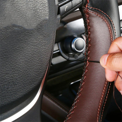 Protector de fibra de carbono para volante de coche, cubierta Universal para coser a mano, Protector de cuero de punto DIY, cubierta trenzada para volante de 38 cm