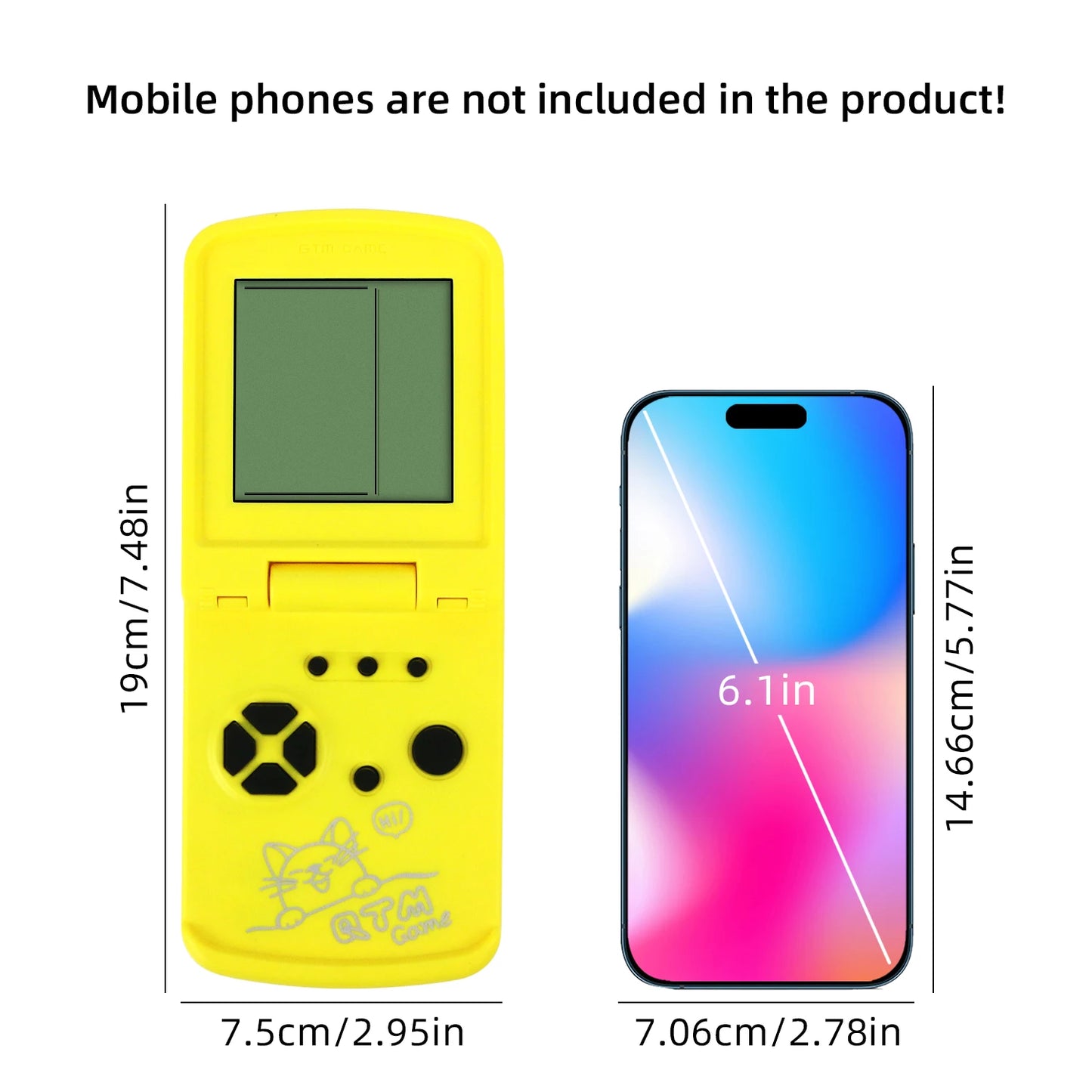 Consola de juegos electrónica de bloque, consola de juegos plegable portátil nostálgica, juguete, requiere preparar dos baterías n. ° 7 por uno mismo