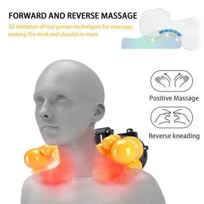 Almohada masajeadora multifuncional para cuello, compresa caliente ajustable, herramienta de masaje para amasar el cuello y los hombros, relajación de la columna Lumbar en el hogar