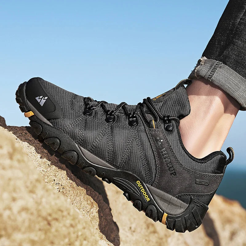 HIKEUP-zapatos de senderismo antideslizantes para hombre, calzado transpirable para exteriores, resistente a salpicaduras, para escalada, turismo, montaña