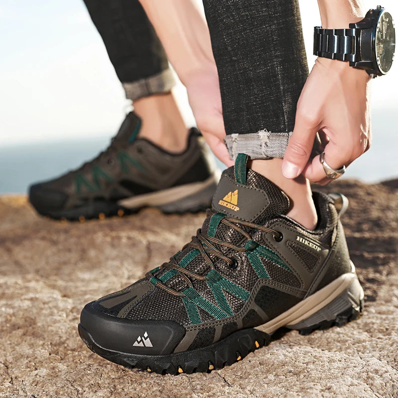 HIKEUP, zapatillas antideslizantes con amortiguación transpirable, zapatos de senderismo para hombre, zapatillas deportivas para correr y senderismo, zapatos deportivos de montaña al aire libre para hombre