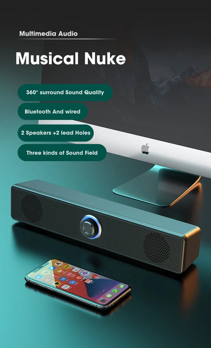 Barra de sonido para PC, altavoz con cable y Bluetooth, barra de sonido alimentada por USB para TV, Pc, portátil, juegos, sistema de Audio envolvente para cine en casa