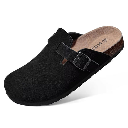 Crestar, zuecos de moda, zapatillas para mujer, gamuza clásica, mulas para hombre, plantilla de corcho, zapatos de patata de cuero con soporte para arco, tobogán de playa