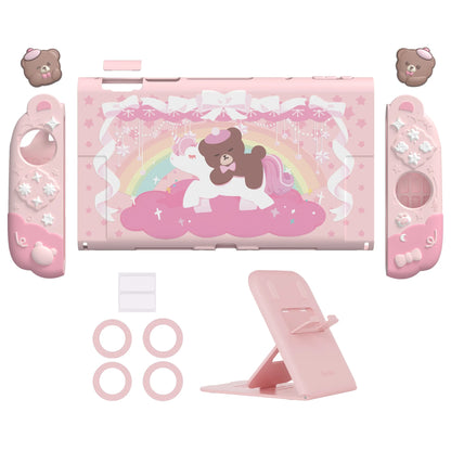 PlayVital Funda protectora acoplable para Switch 2 – Funda de silicona Good Night Bear con empuñaduras Joycon desmontables y lindas tapas para el pulgar