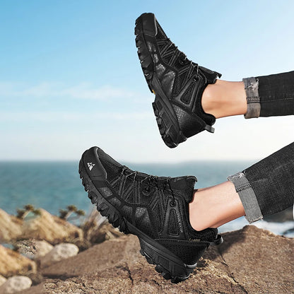 HIKEUP, zapatillas antideslizantes con amortiguación transpirable, zapatos de senderismo para hombre, zapatillas deportivas para correr y senderismo, zapatos deportivos de montaña al aire libre para hombre