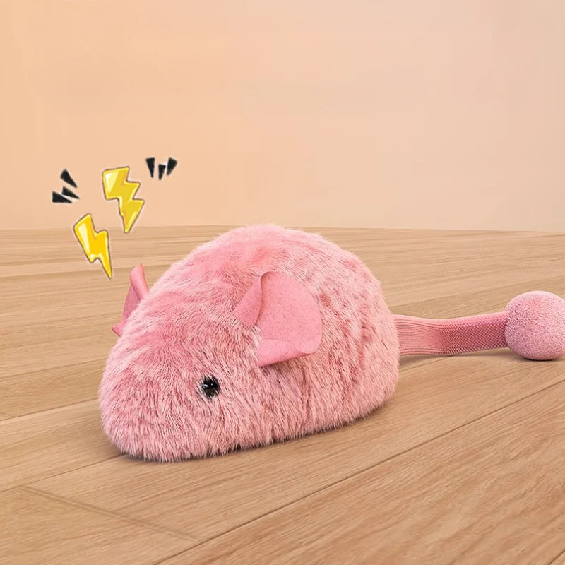Ratón de peluche interactivo para gatos, juguetes de simulación de ratones, gatitos, juguetes de peluche de autojuego, juguete para masticar para gatos de interior