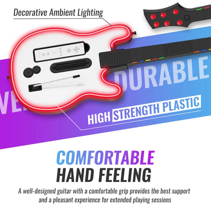 Consola Wii Controlador de guitarra inalámbrico Consola Wii Guitarra para juegos de banda de rock con luces RGB
