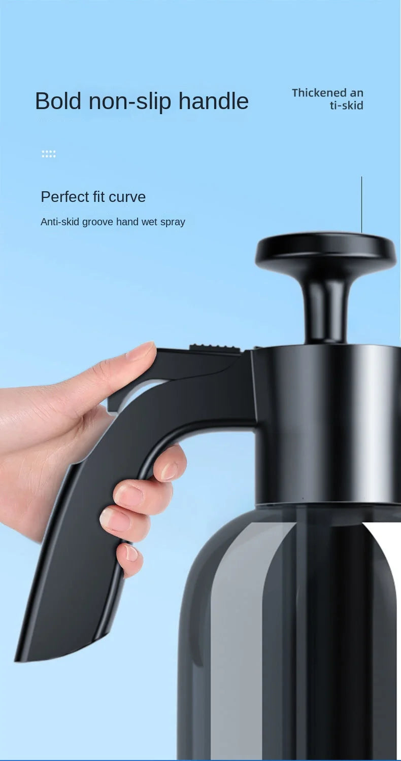 Pulverizador de espuma con bomba de mano, Cañón de espuma neumático de mano, botella de Spray de lavado de coches, limpieza de ventanas de automóviles, 3 tipos de boquilla, 2L