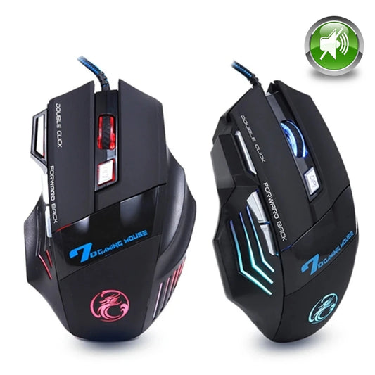 Ratón para juegos por cable, ratón de ordenador para Gamer, ratón ergonómico retroiluminado RGB, retroiluminación silenciosa, ratón LED de 7 botones, ratón USB para PC de escritorio