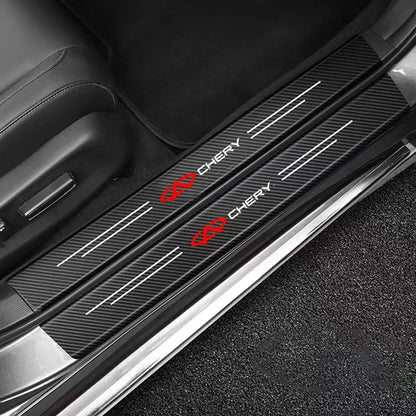 4 Uds pegatina decorativa de protección de umbral de coche para Chery Tiggo 2 3 4 7 8 Pro QQ Iq Fulwin Blossom Fulwin Arrizo
